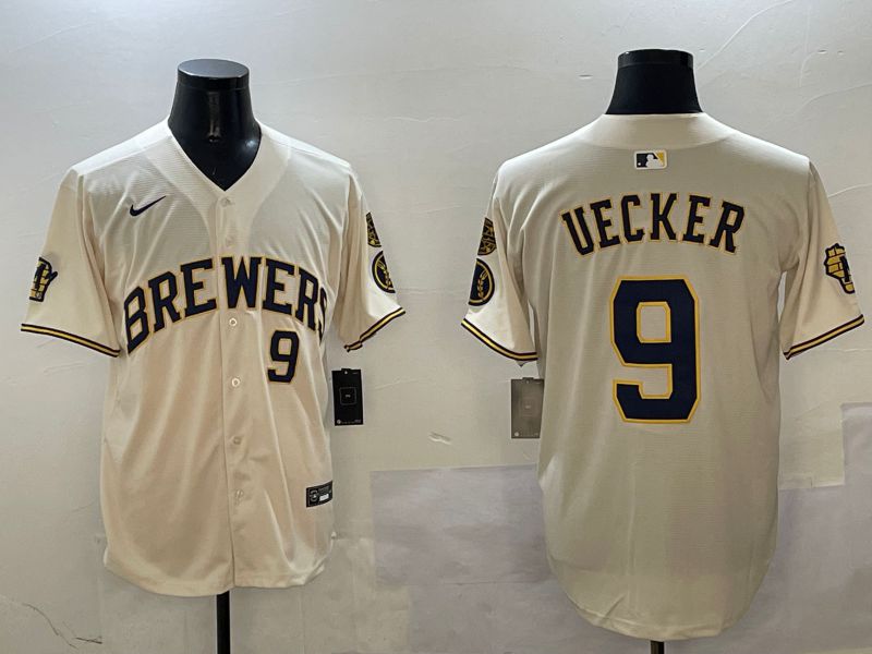 Men Milwaukee Brewers #9 Uecker Cream Fashion 2025 Nike MLB Jersey style 5